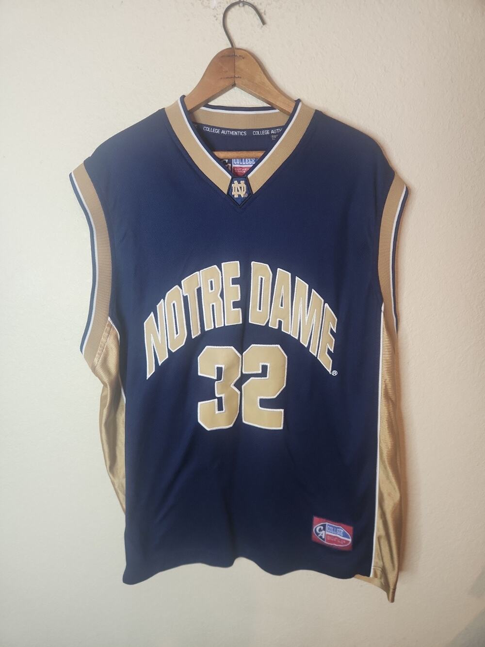 College Authentics Notre Dame Jersey Mens Medium Blue Good Basketball #32 Mesh